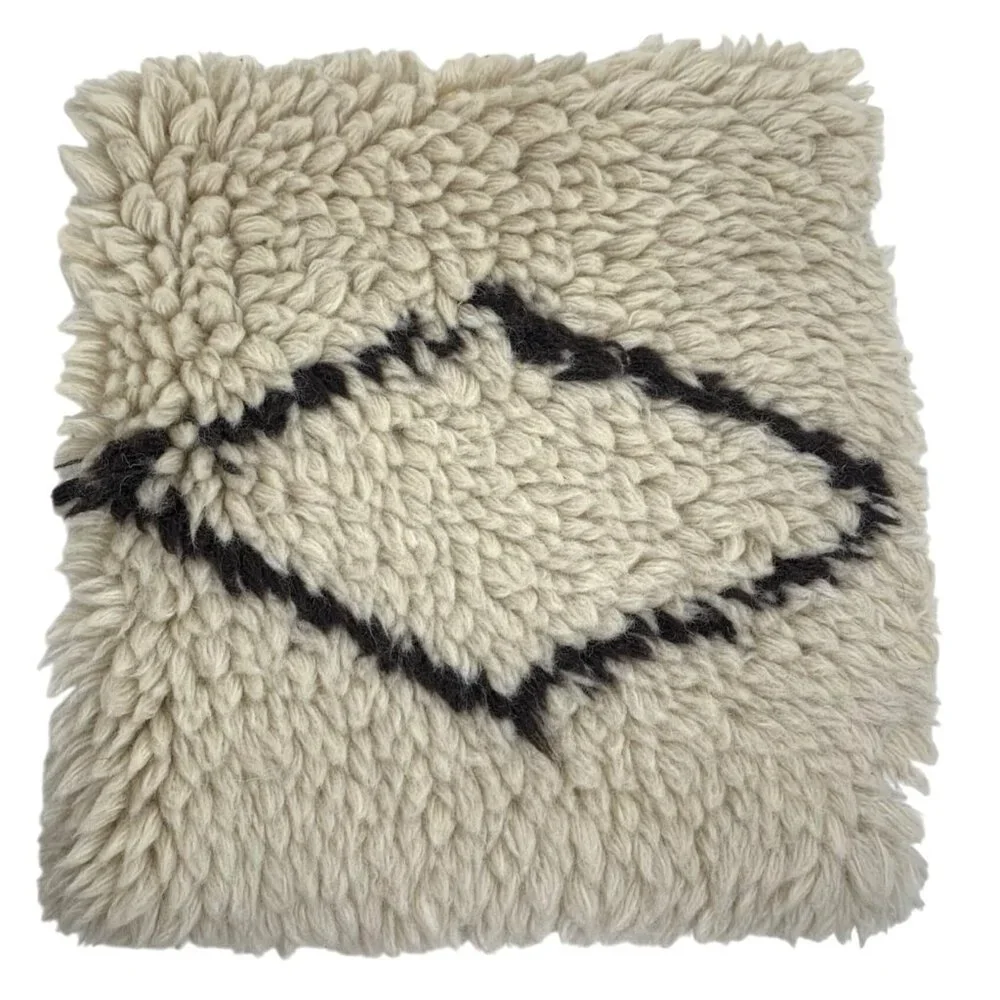 Jaya Shag Rug SAMPLE Placemat Pure Wool Natural Color Handmade In India NWT